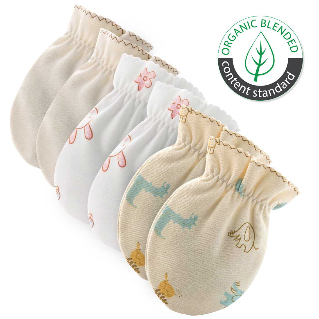 Hipzoo Organic Cotton Baby Mittens - 3-Pack Set - The Peony Haus