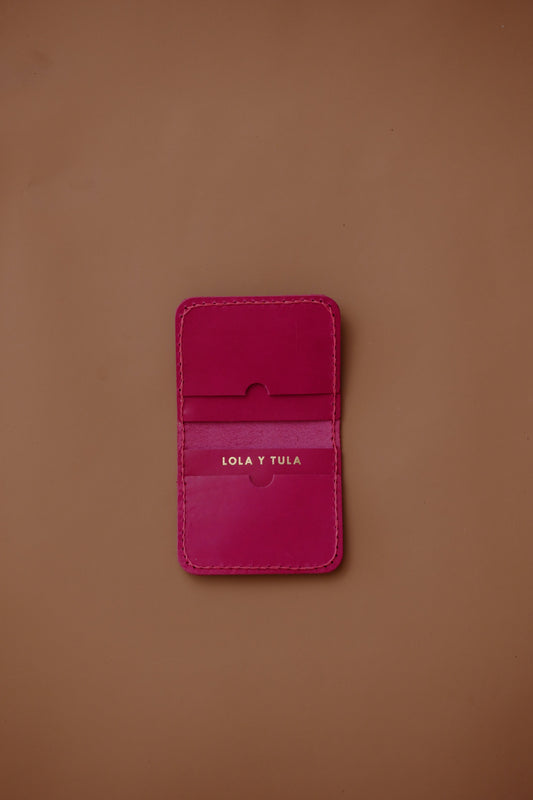 LEATHER CARDHOLDER WALLET // PINK
