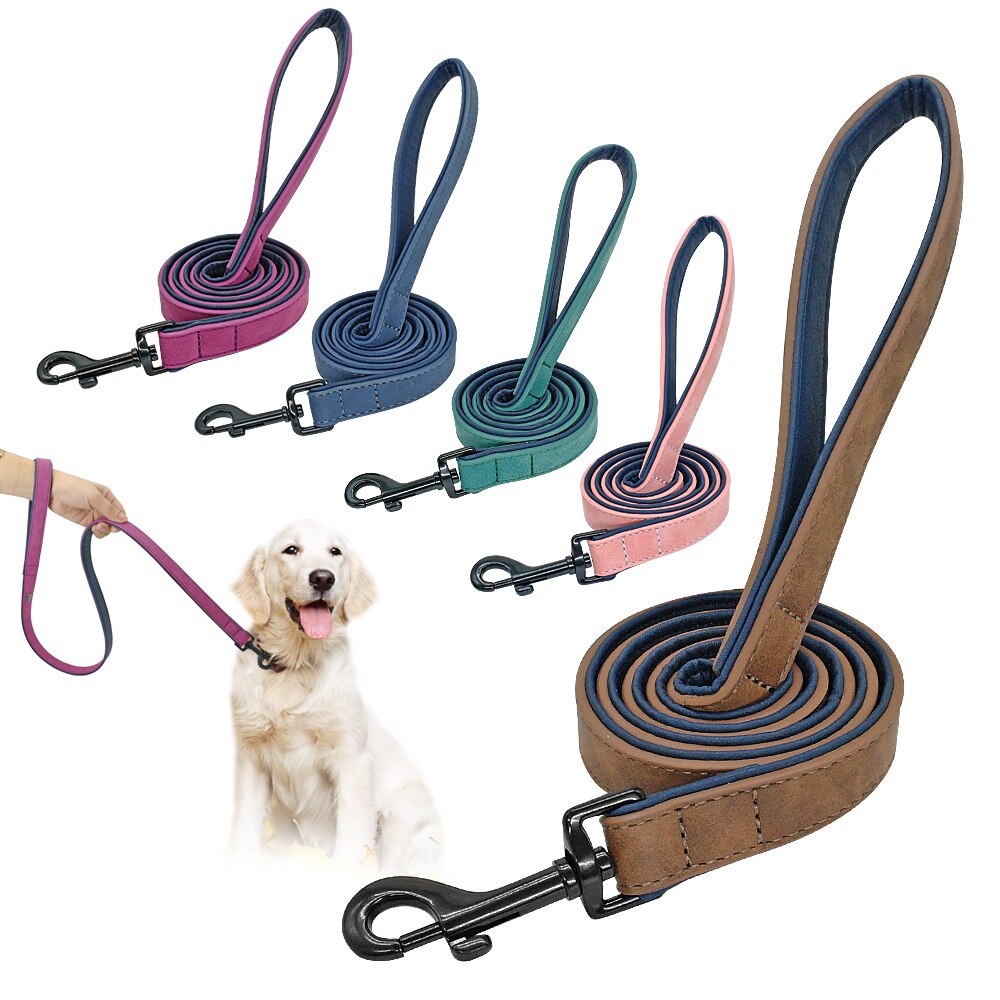Leather Dog Leash 4 ft Dog Leash 2 Layer Pet Dog - The Peony Haus