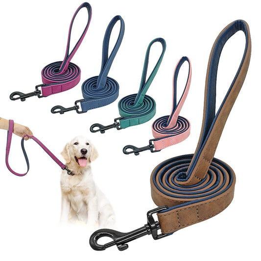 Leather Dog Leash 4 ft Dog Leash 2 Layer Pet Dog - The Peony Haus