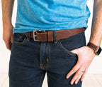 Beeswax waxed, full grain Leather Belts, Stainless steel buckle