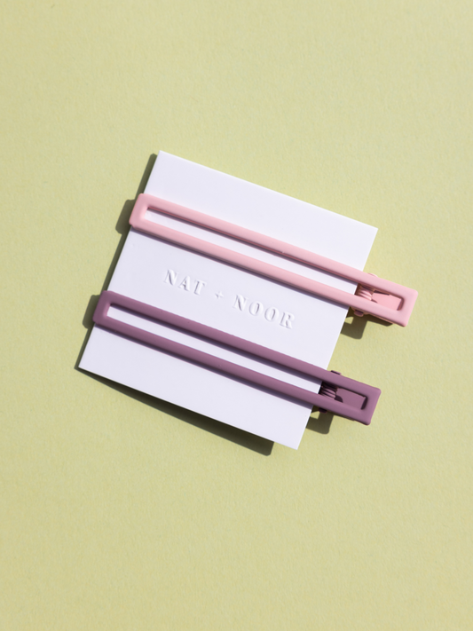 Leia Hair Clips - Mauve + Pink