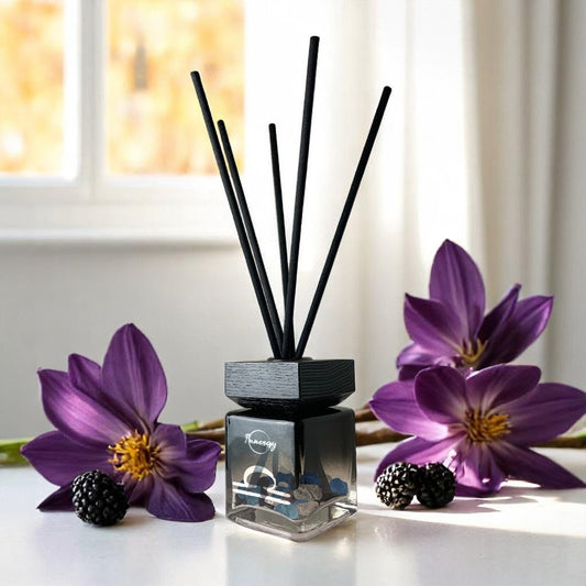 Libra Zodiac Crystal-Enhanced Reed Oil Diffuser, Blackberry Saffron Scent, 100ml