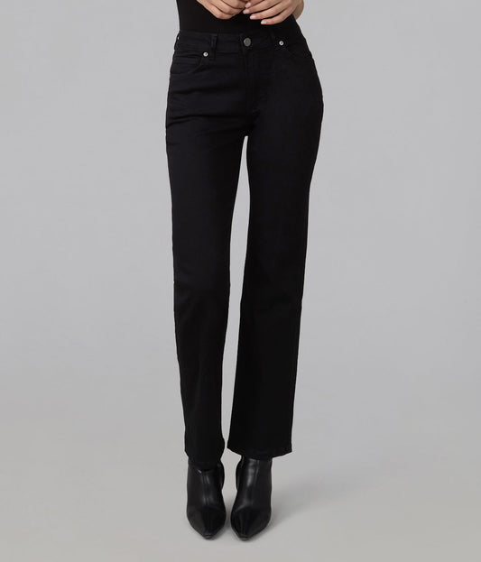 DENVER-BLK High Rise Straight Jeans