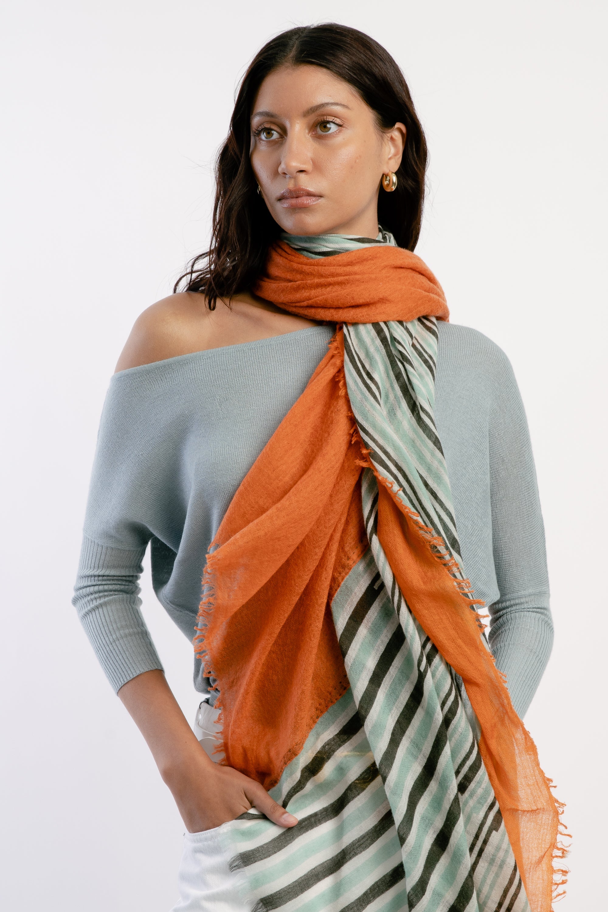 Printed Double Layered Baby Wool Scarf
