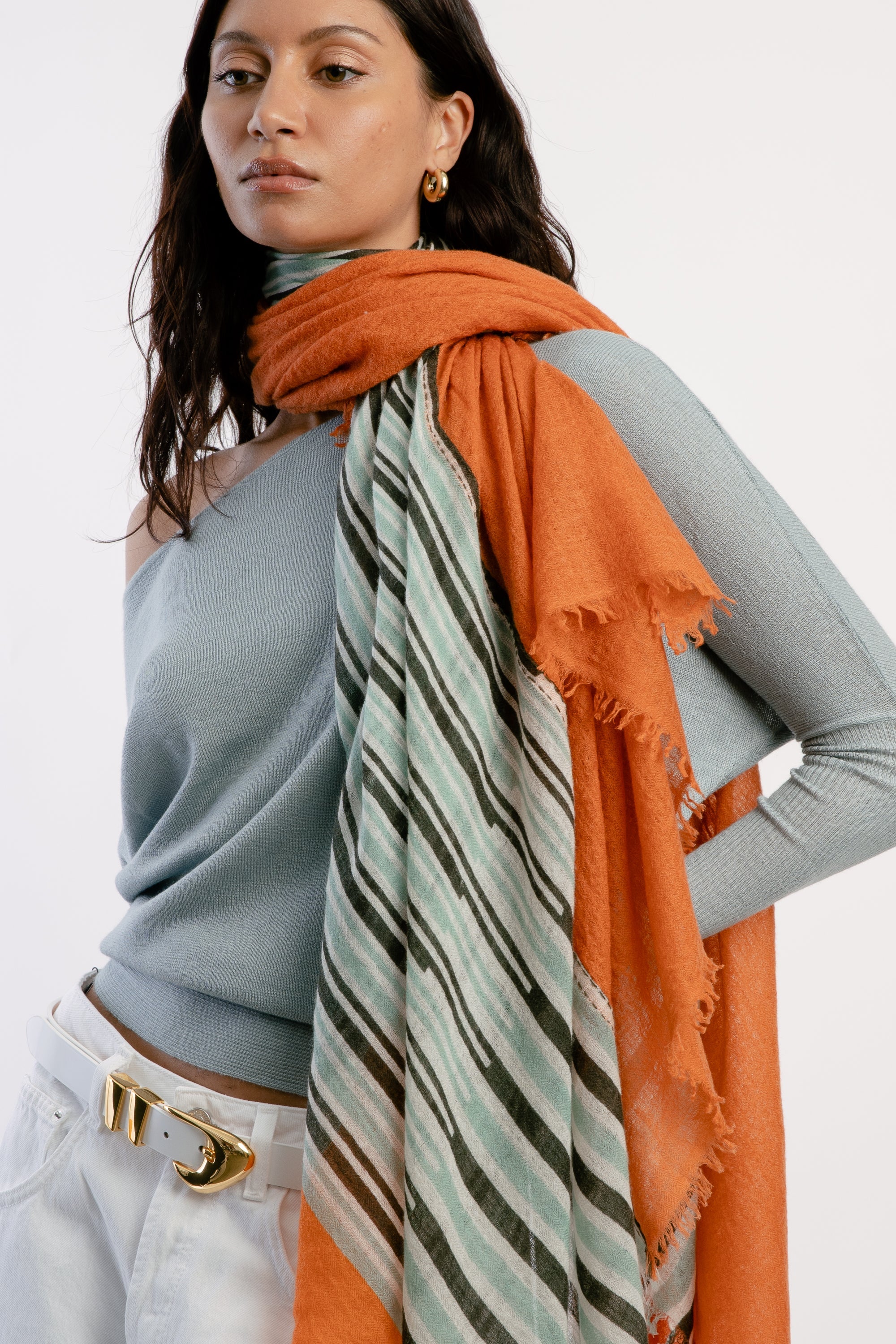 Printed Double Layered Baby Wool Scarf