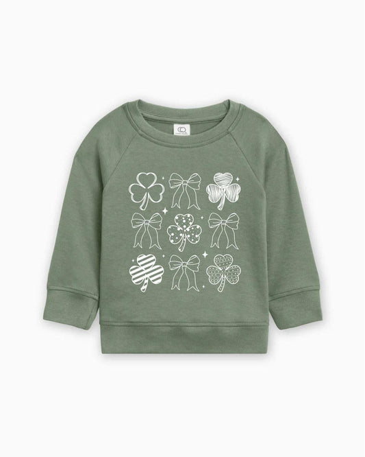 Lucky Shamrock Clover St. Patricks Kids Organic Cotton Pullover (9 shamrocks)