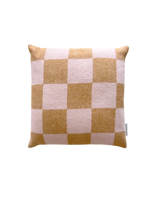 Maison Deux Cushion CHECKERBOARD Terra Brown / Pink 1.65 x 1.65 ft - OEKO-TEX Certified