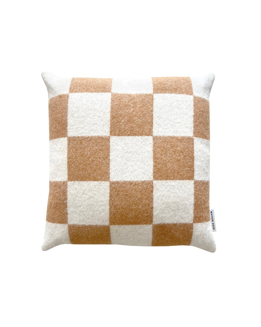 Maison Deux Cushion CHECKERBOARD Terra Brown / White 1.65 x 1.65 ft - OEKO-TEX Certified