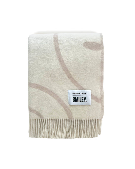 Maison Deux x Smiley Blanket SMILEY White / Grey Print 4.25 x 6.5 ft - OEKO-TEX Certified