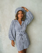 MEGHAN Mini Gingham Dress, in Black - The Peony Haus