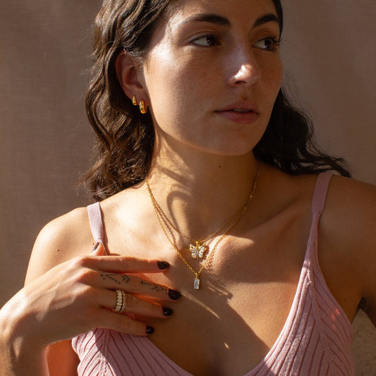 Vivian Baguette Pendant Necklace - The Peony Haus