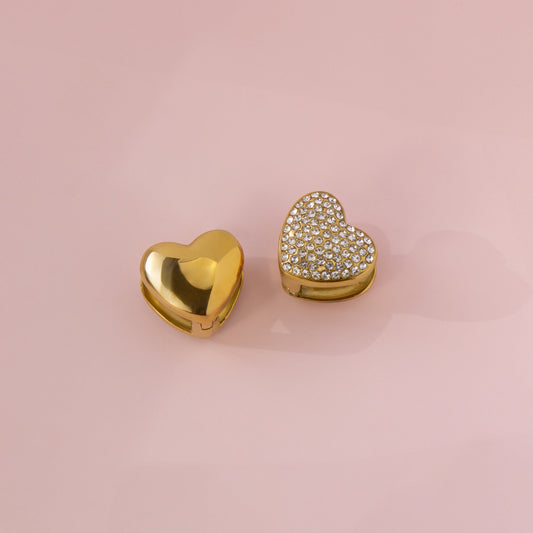 Heather Pavé Heart Earrings - The Peony Haus