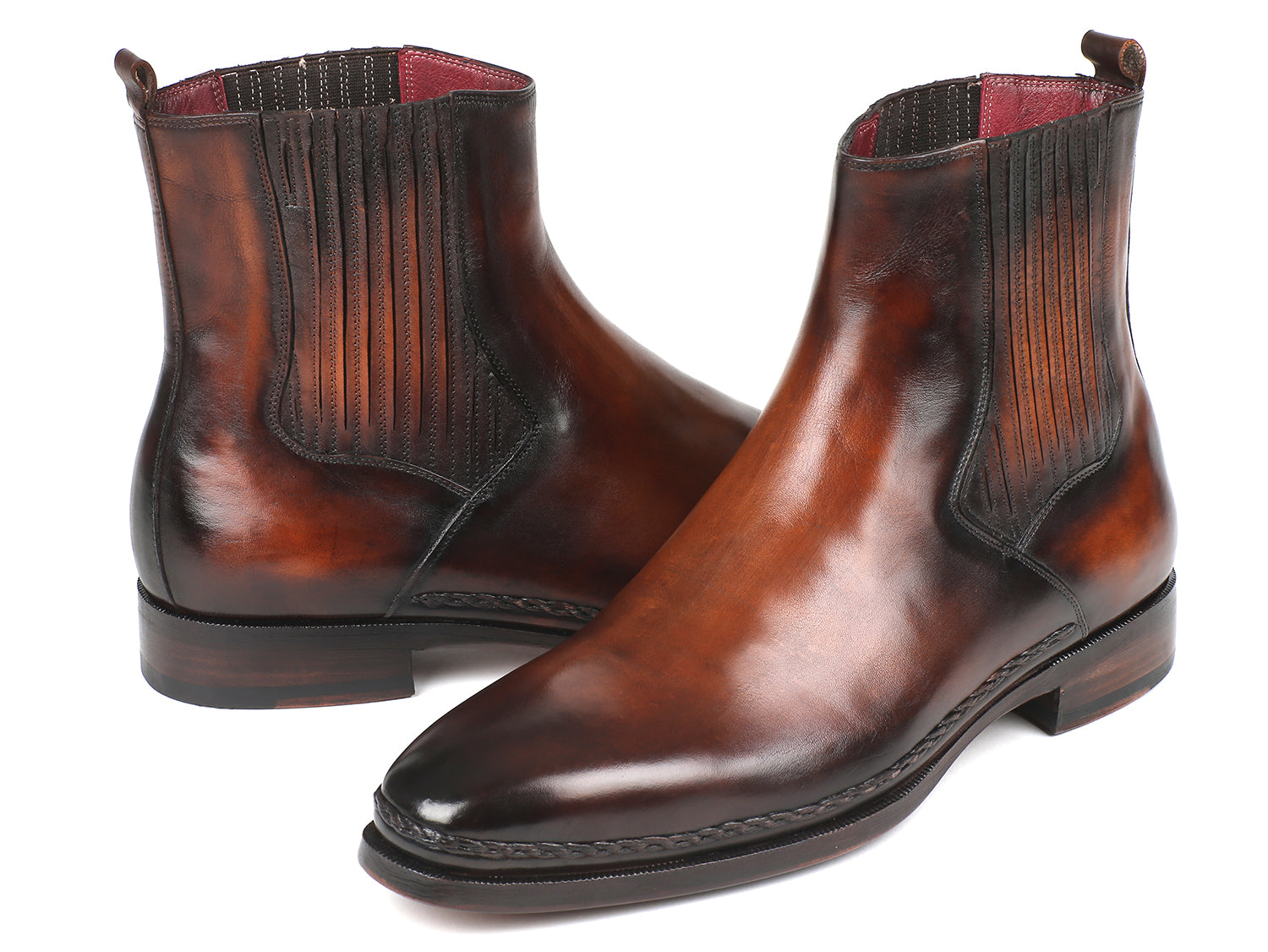 Paul Parkman Chelsea Boots Brown Burnished Leather - The Peony Haus