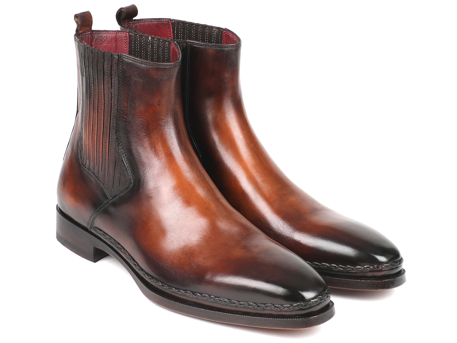 Paul Parkman Chelsea Boots Brown Burnished Leather - The Peony Haus