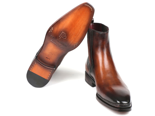 Paul Parkman Chelsea Boots Brown Burnished Leather - The Peony Haus