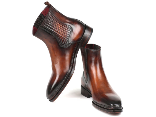 Paul Parkman Chelsea Boots Brown Burnished Leather - The Peony Haus