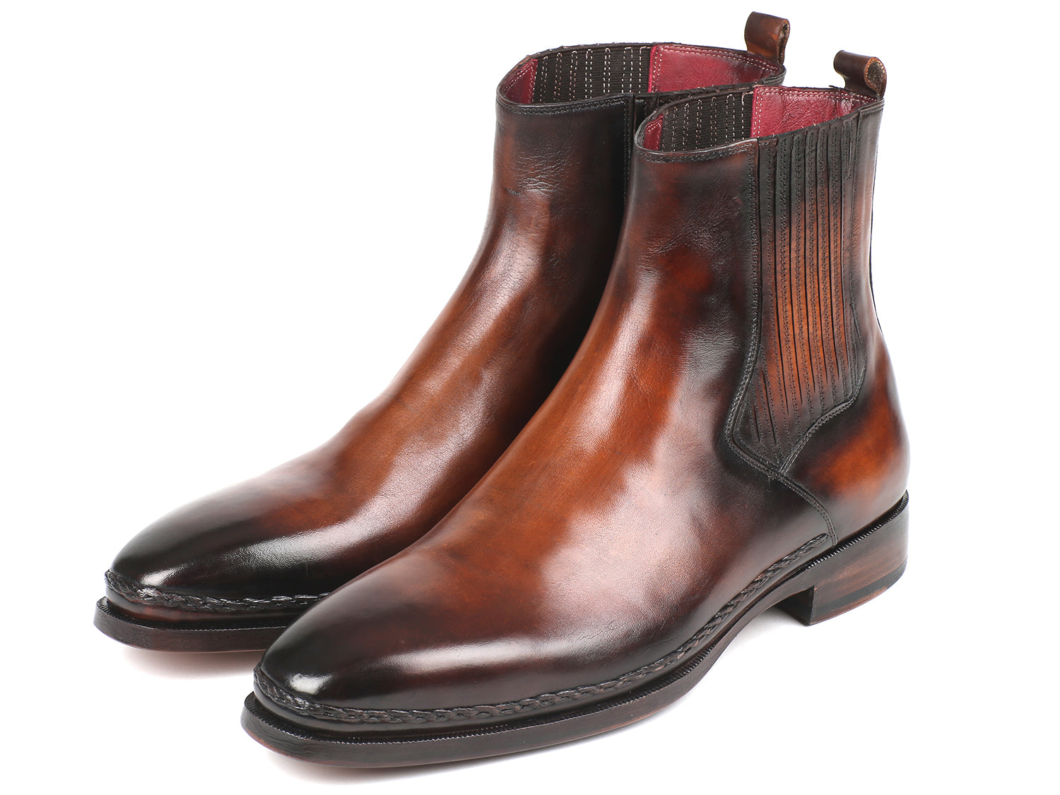 Paul Parkman Chelsea Boots Brown Burnished Leather - The Peony Haus