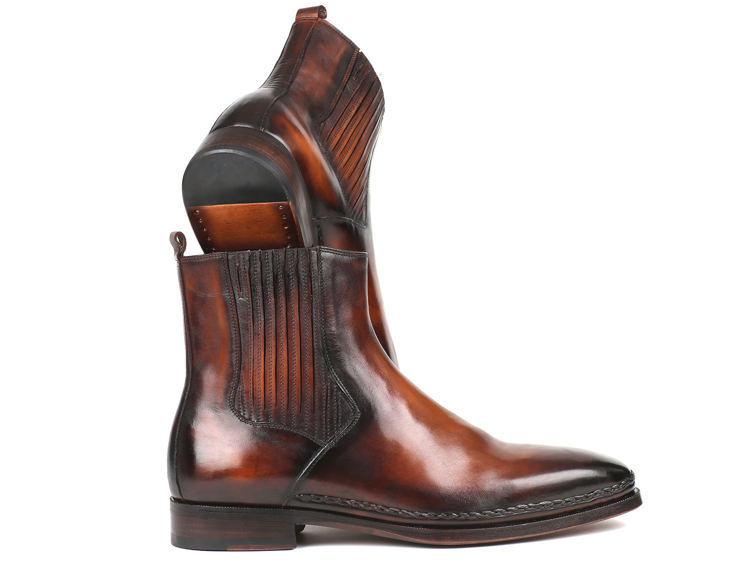 Paul Parkman Chelsea Boots Brown Burnished Leather - The Peony Haus