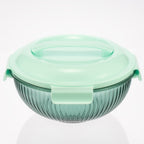 Borosilicate Glass Mixing Bowl Set- Diamond Blue (W/ Handle)