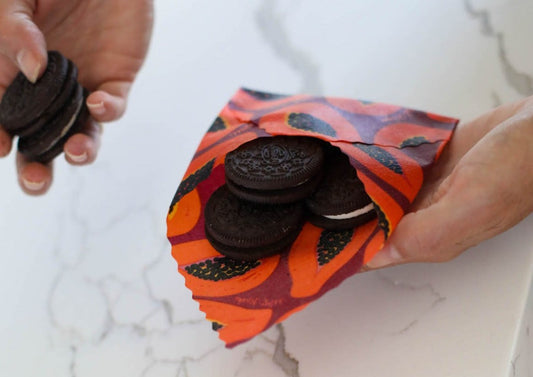 Beeswax Food Wrap - Purple Papaya Print - The Peony Haus