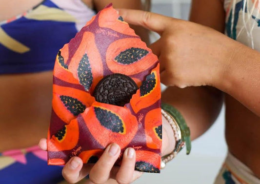 Beeswax Food Wrap - Purple Papaya Print - The Peony Haus