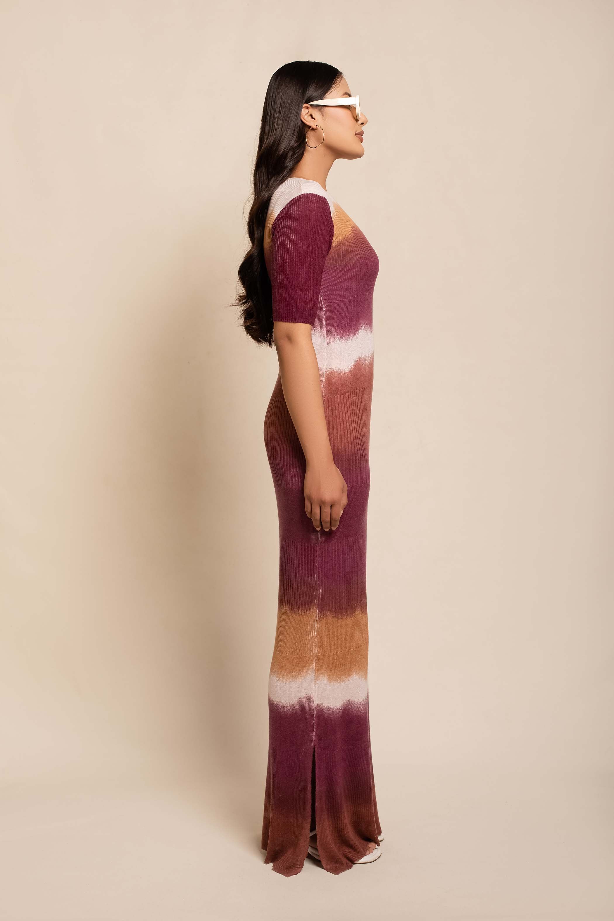 Women's Silk Wool Cashmere Multi Ribbed Dress