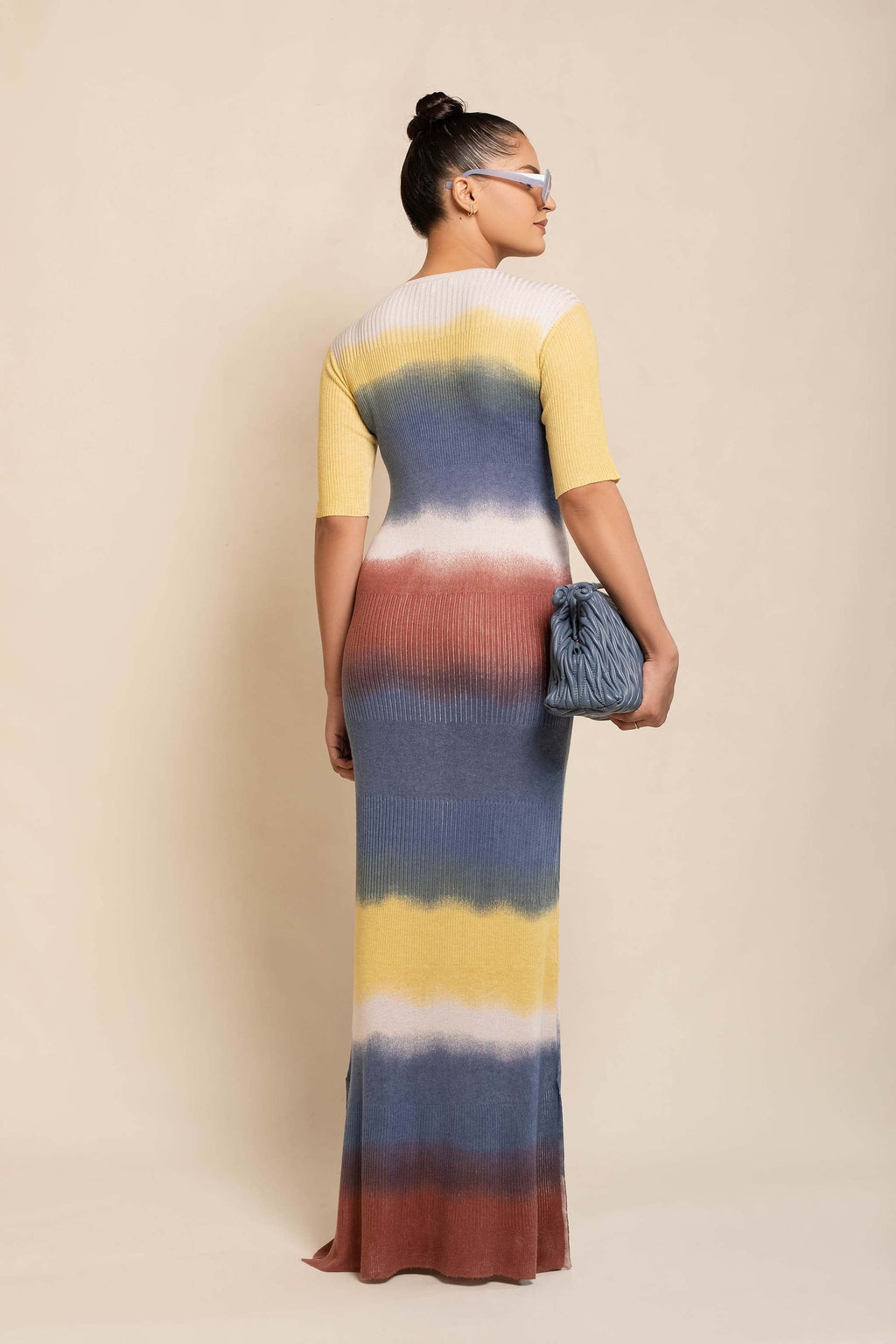 Women's Silk Wool Cashmere Multi Ribbed Dress