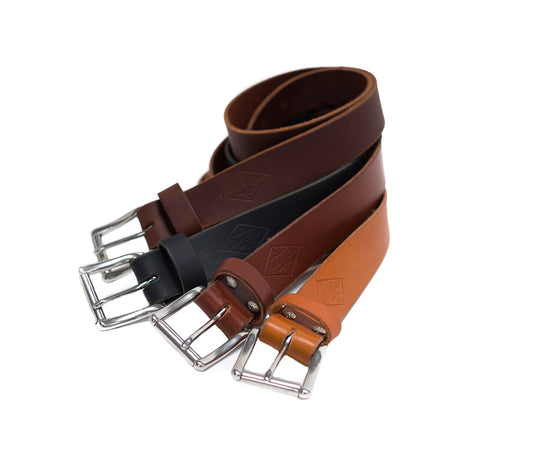 Beeswax waxed, full grain Leather Belts, Stainless steel buckle - The Peony Haus