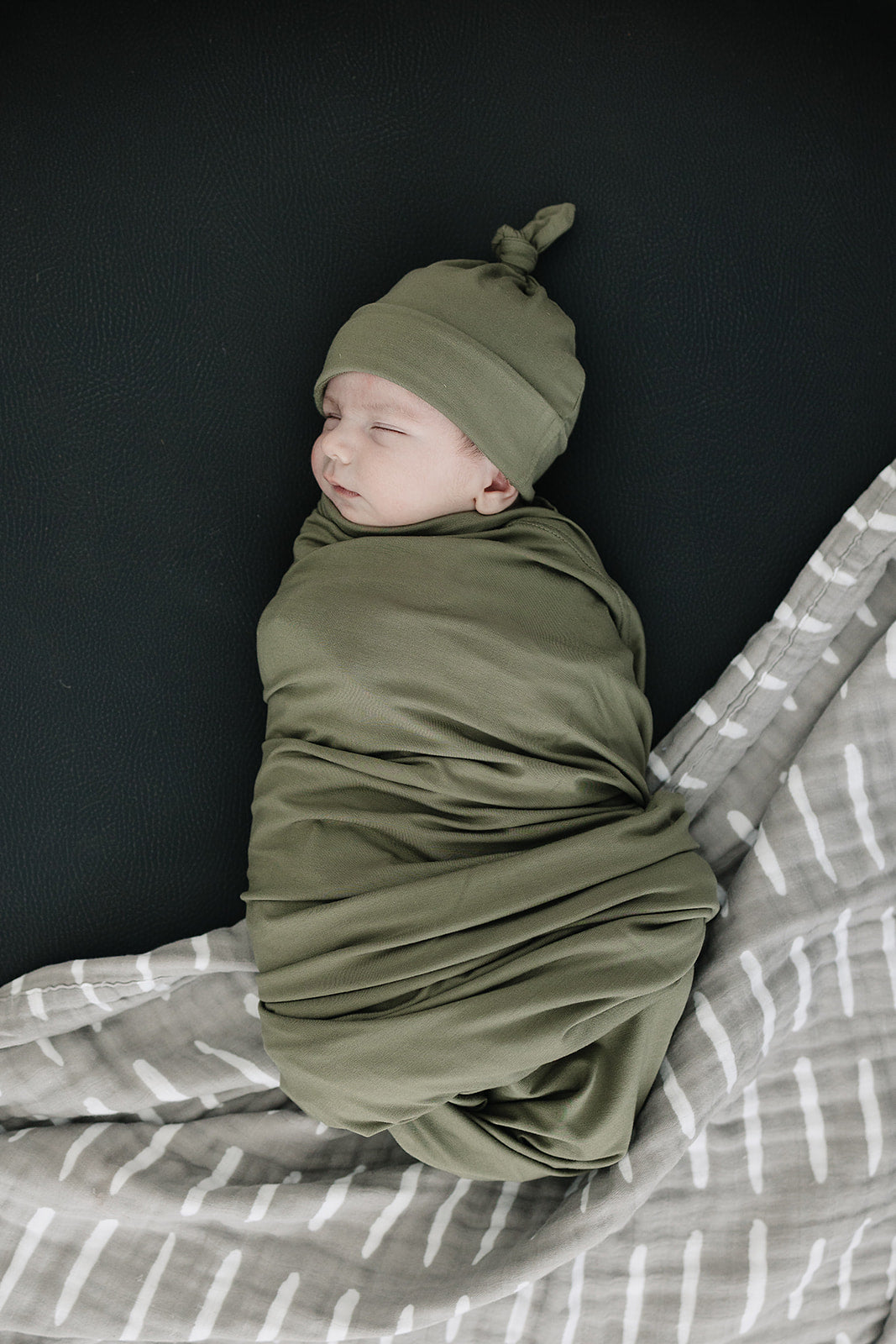 Olive Bamboo Newborn Knot Hat - 95% Organic Cotton