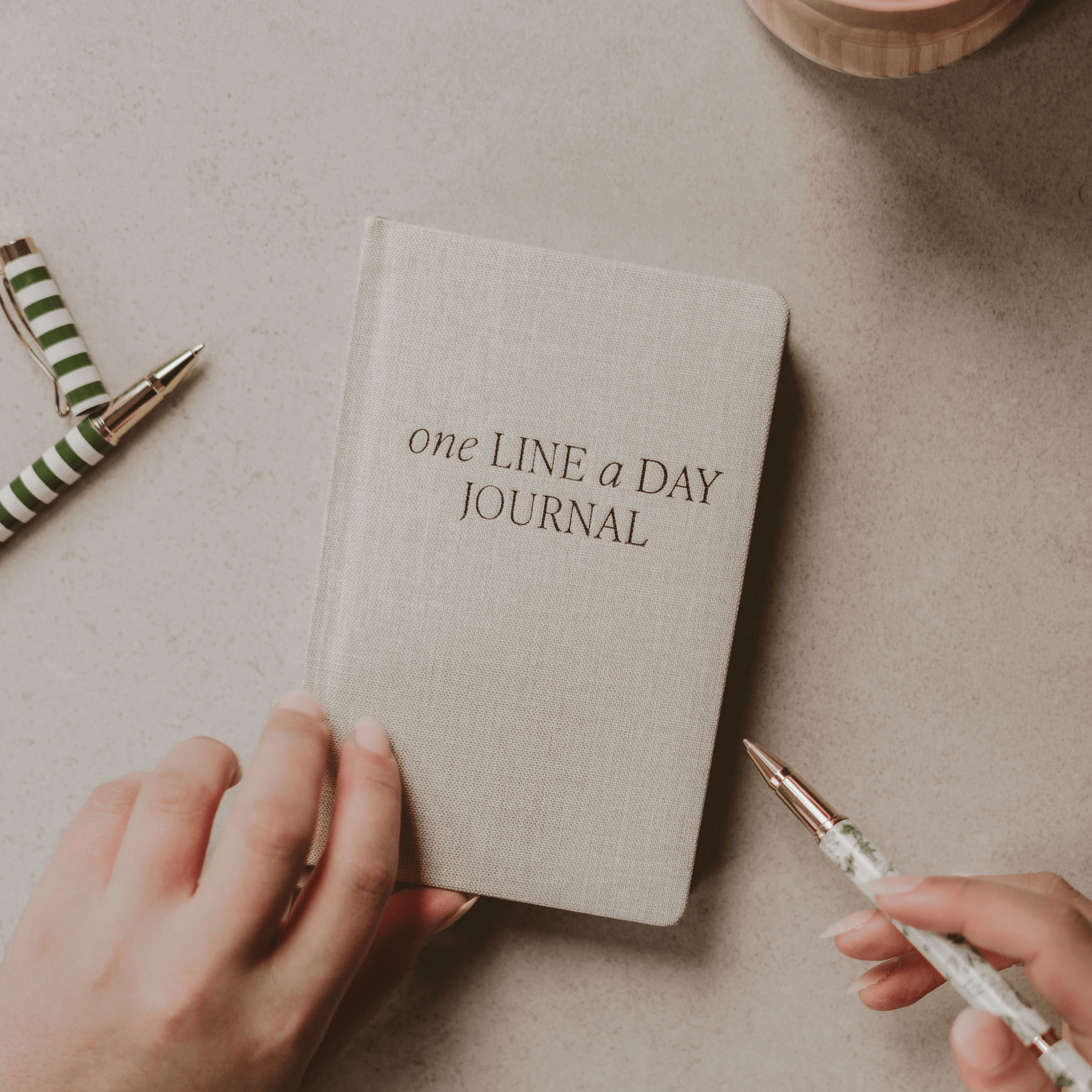 Tan One Line A Day Memory Journal - The Peony Haus