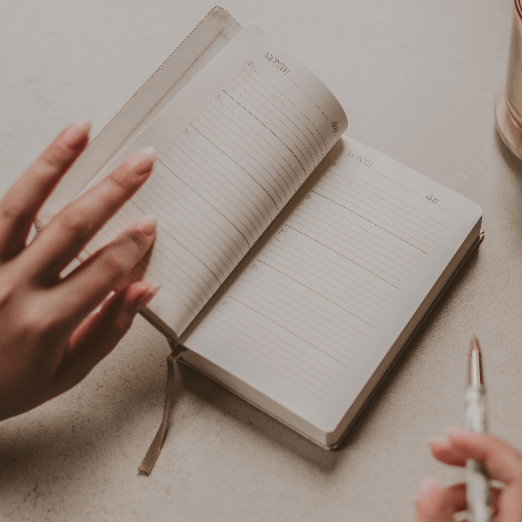 Tan One Line A Day Memory Journal - The Peony Haus