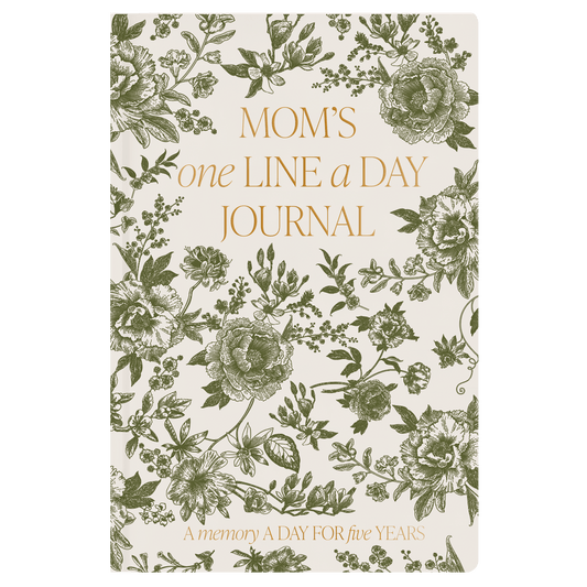 Mom's One Line A Day Green Delft Leather Journal - The Peony Haus