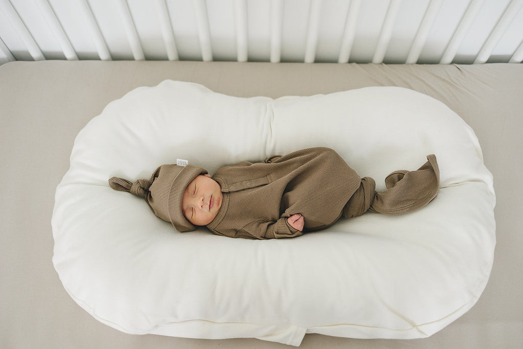Cocoa Organic Ribbed Newborn Knot Hat - 95% Organic Cotton