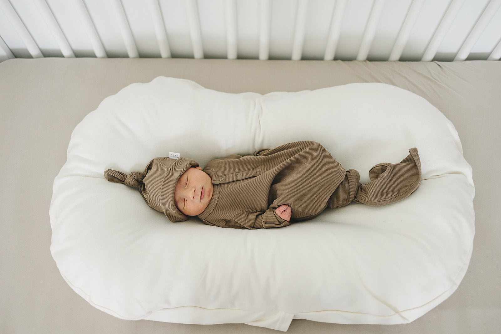 Cocoa Organic Ribbed Newborn Knot Hat - 95% Organic Cotton