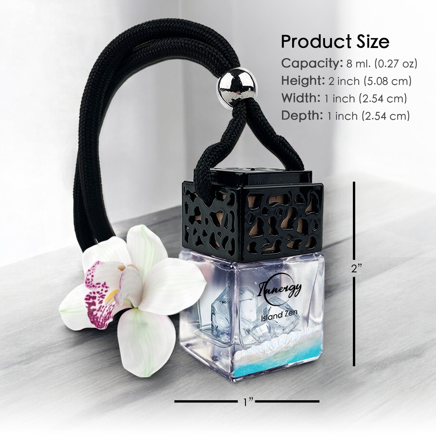 Island Zen Crystal-Enhanced Oil Diffuser, Car Air Freshener, 8ml