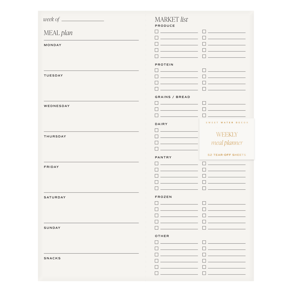 Weekly Meal Planner Notepad - The Peony Haus