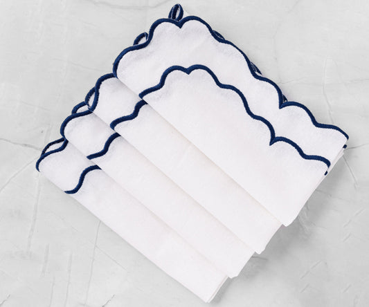 Navy Blue Scalloped Napkins