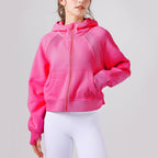 Yoga Hooded Sweater Thick Loose Casual Full Zipper Sports Jacket