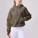 Yoga Hooded Sweater Thick Loose Casual Full Zipper Sports Jacket