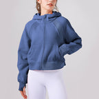 Yoga Hooded Sweater Thick Loose Casual Full Zipper Sports Jacket