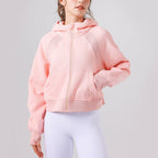 Yoga Hooded Sweater Thick Loose Casual Full Zipper Sports Jacket
