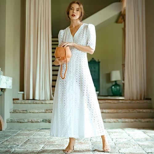 OLYMPIA Embroidered Cotton Dress - The Peony Haus