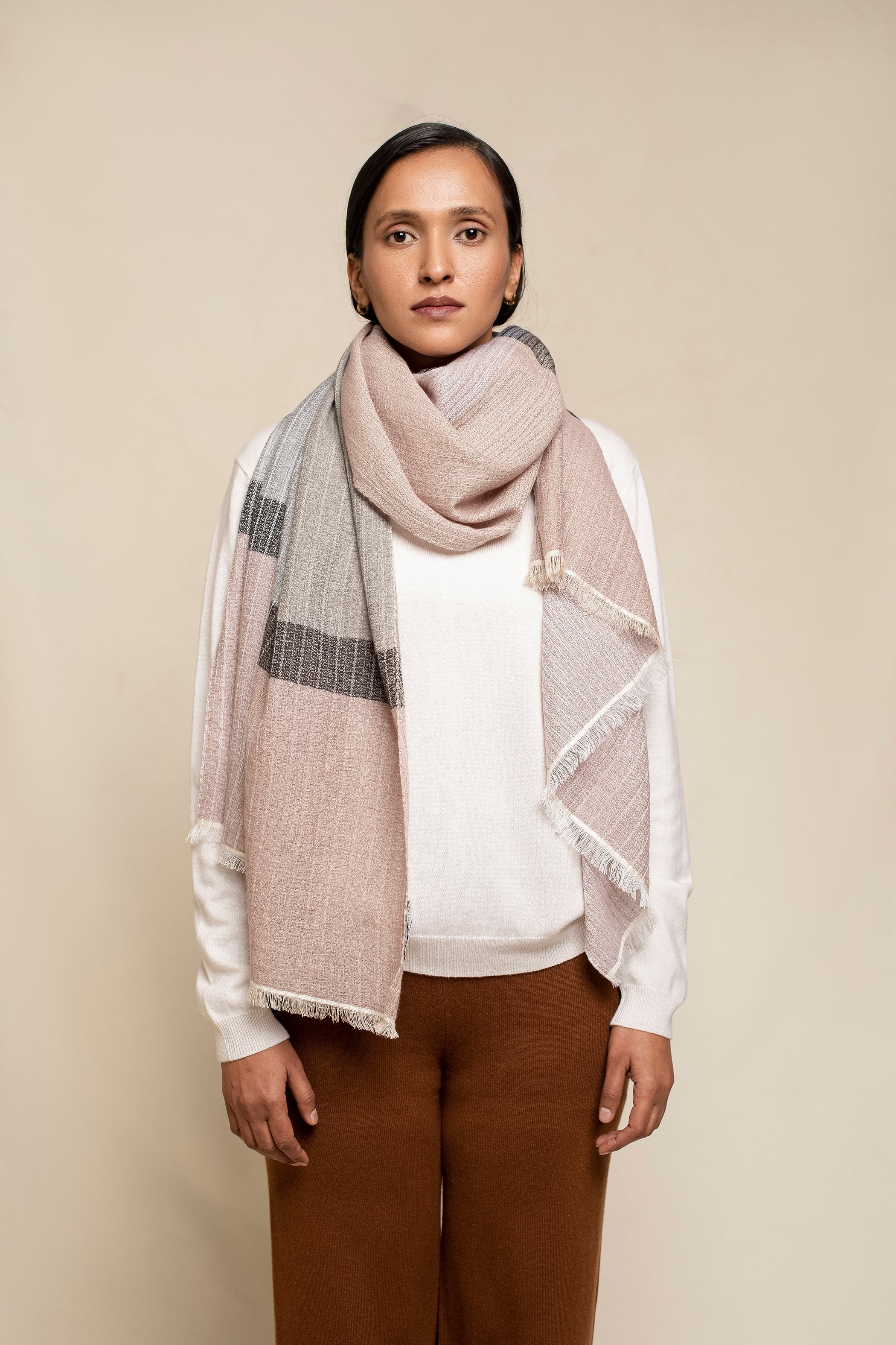 Rough Weave Plain Unisex Cashmere Scarf
