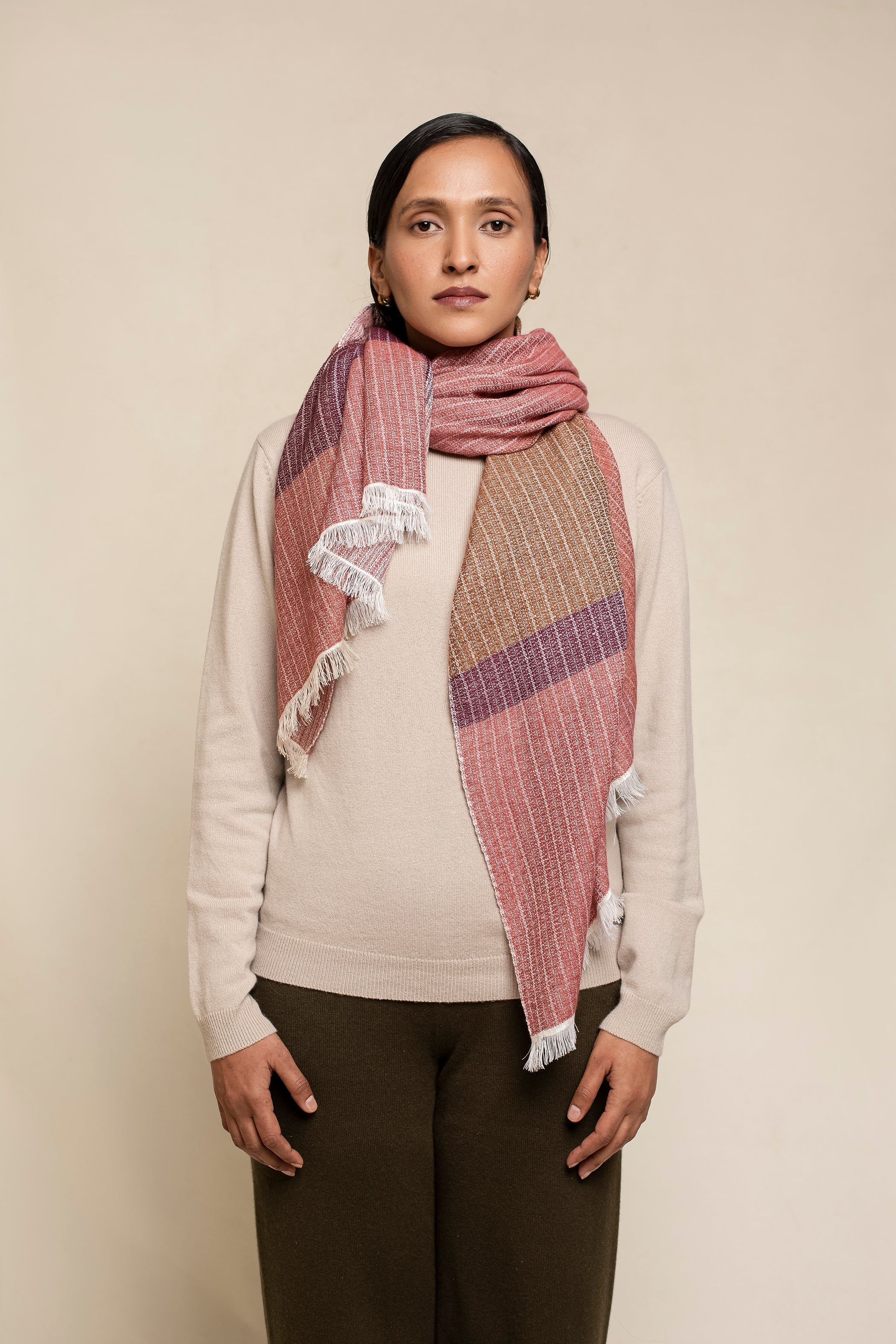 Rough Weave Plain Unisex Cashmere Scarf