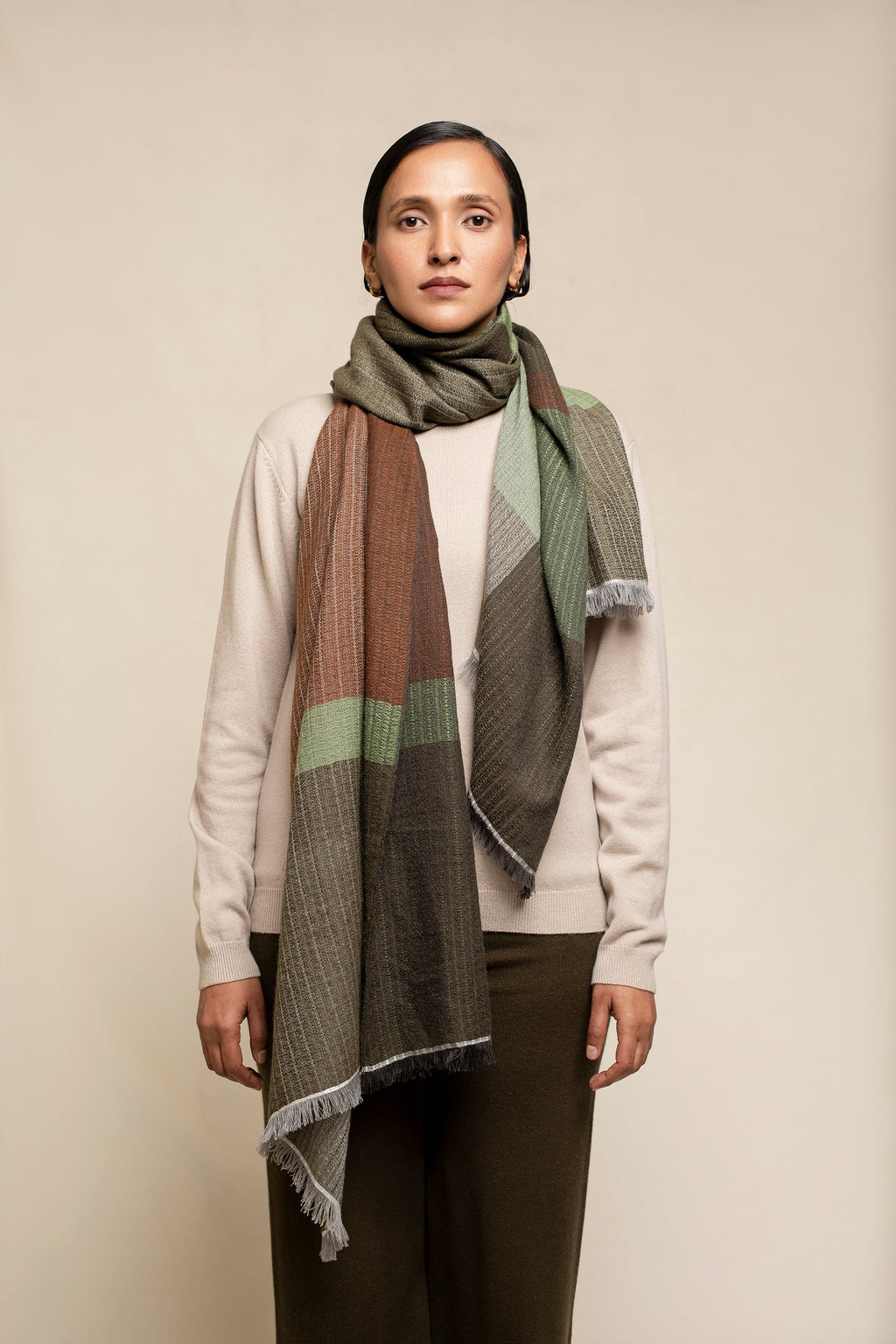 Rough Weave Plain Unisex Cashmere Scarf