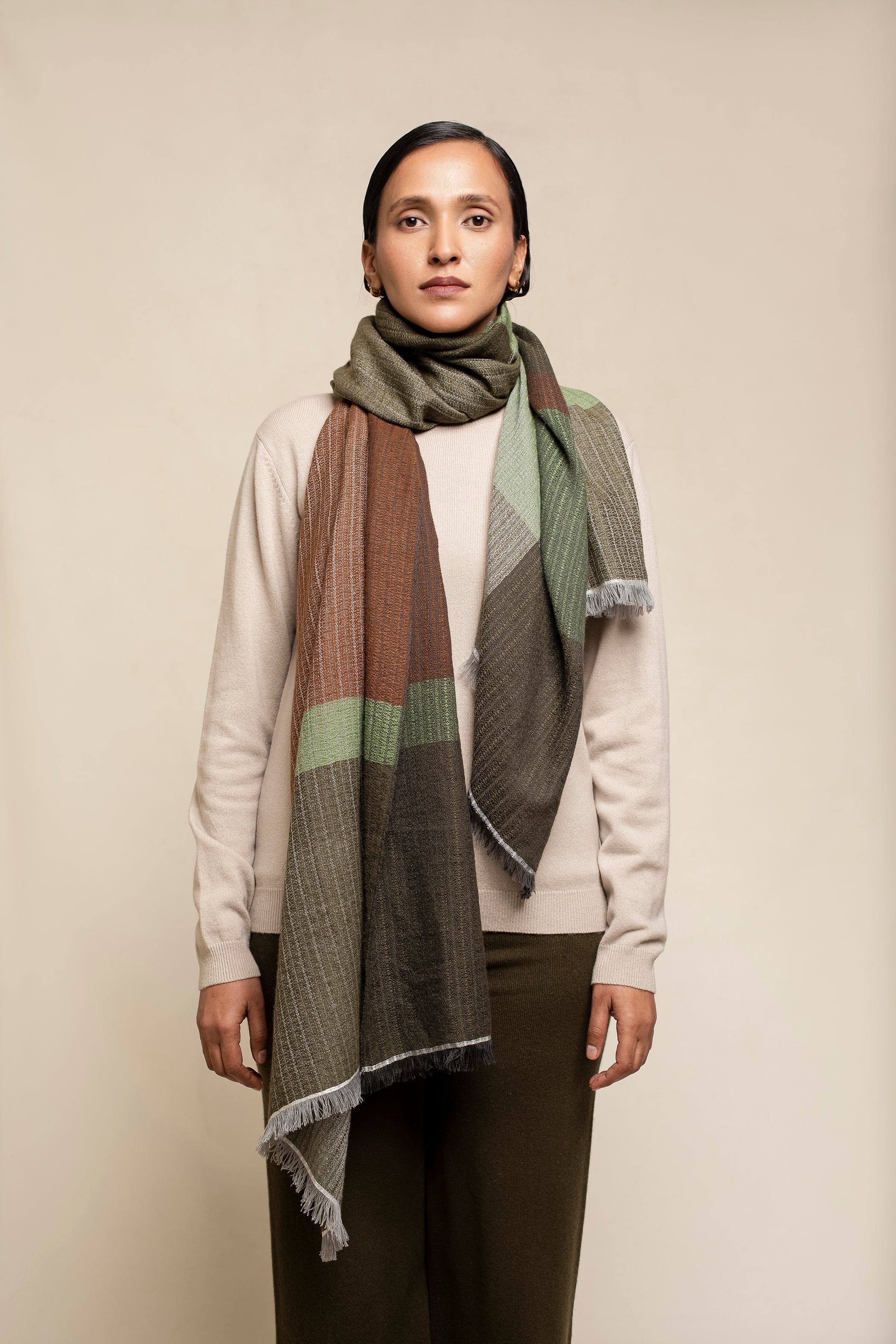 Rough Weave Plain Unisex Cashmere Scarf