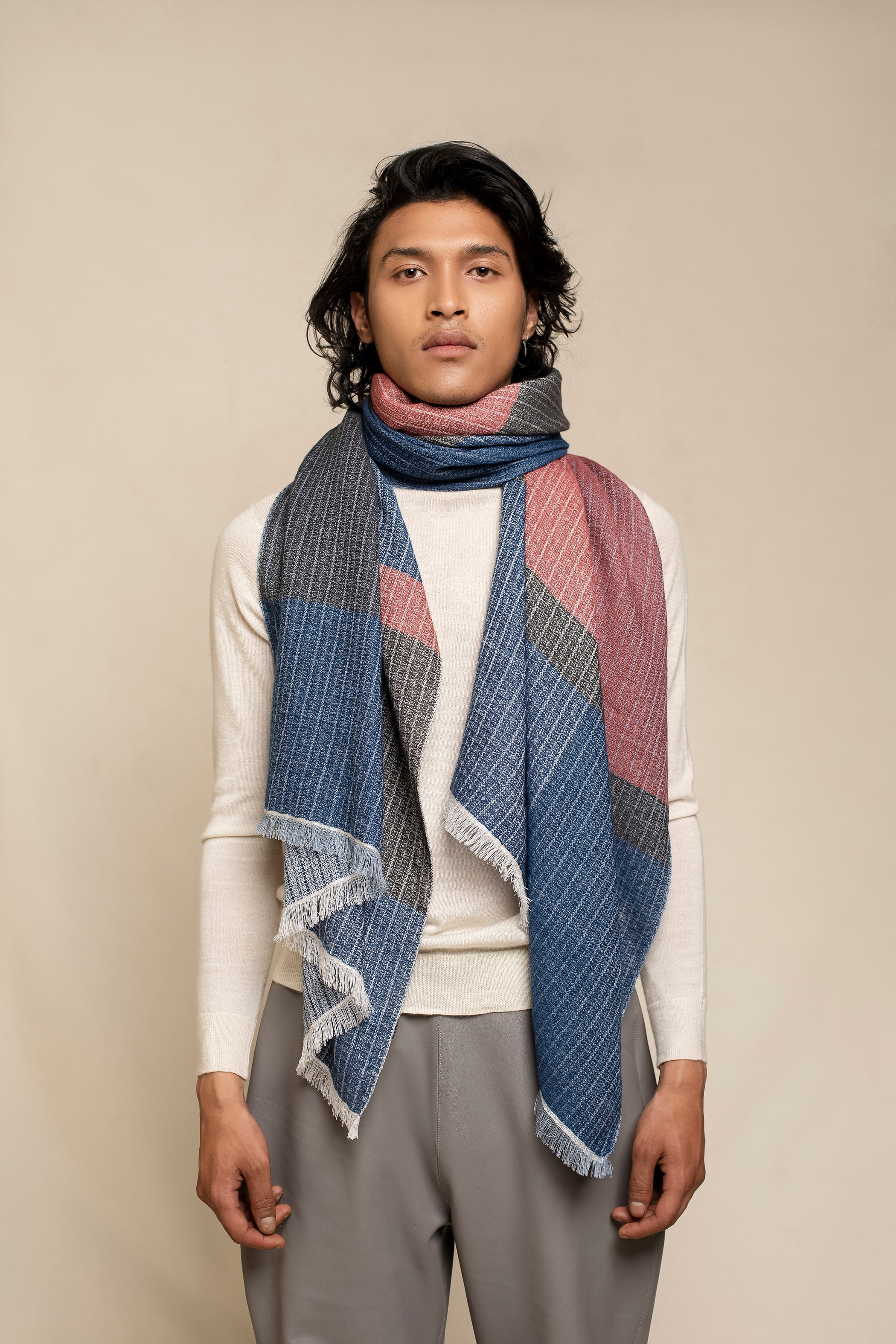 Rough Weave Plain Unisex Cashmere Scarf