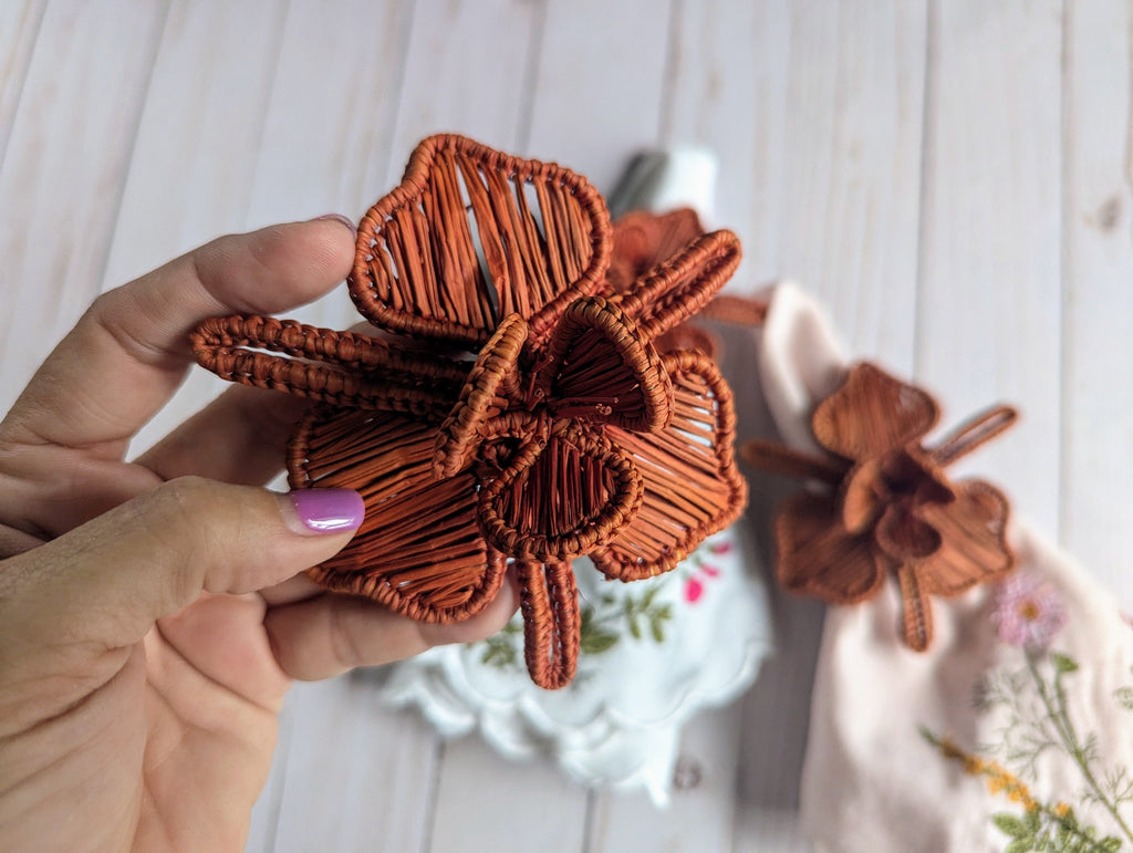 Burgundy Orchid Handwoven Iraca Napkin Ring