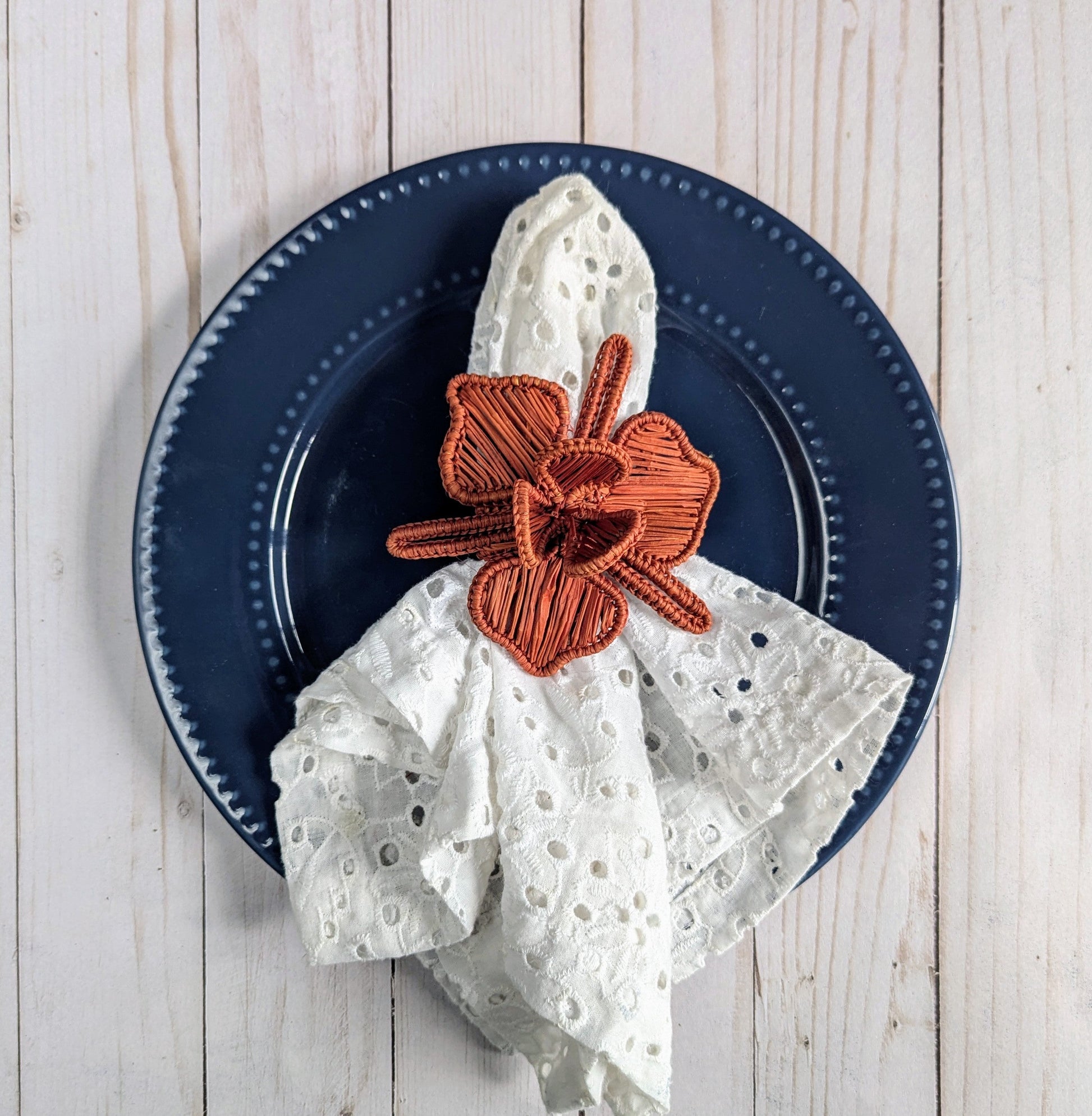 Burgundy Orchid Handwoven Iraca Napkin Ring